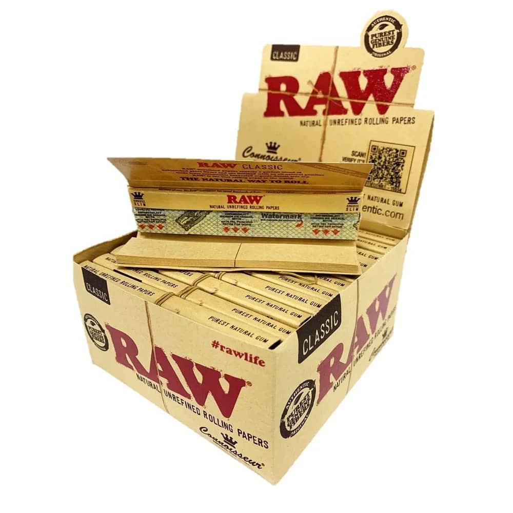 Raw Classic Connoisseur King size Slim + Tips - (Pack of 24)