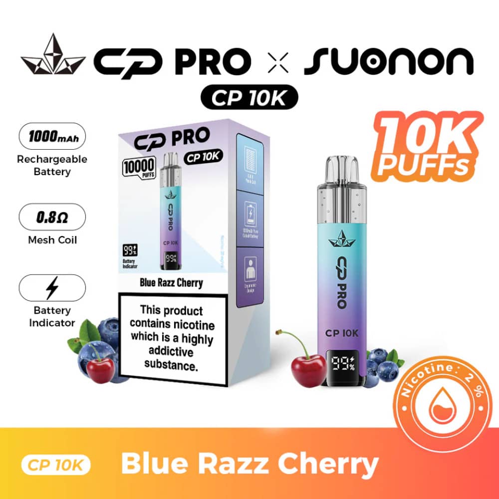 Crystal Pro CP 10k Vape Kit Box of 5 Blue Razz Cherry