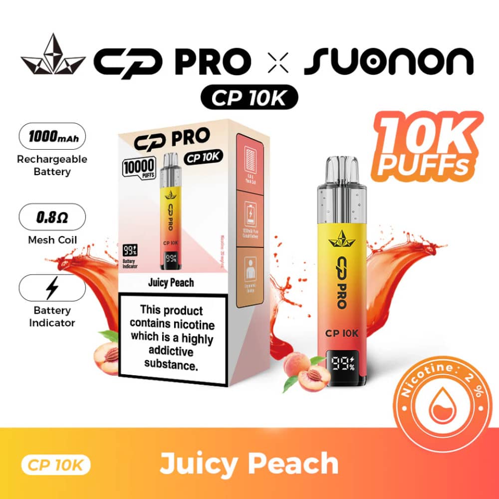 Crystal Pro CP 10k Vape Kit Box of 5 Juicy Peach