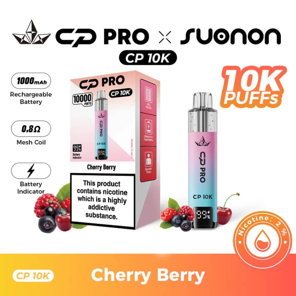 Crystal Pro CP 10k Vape Kit Box of 5 Cherry Berry