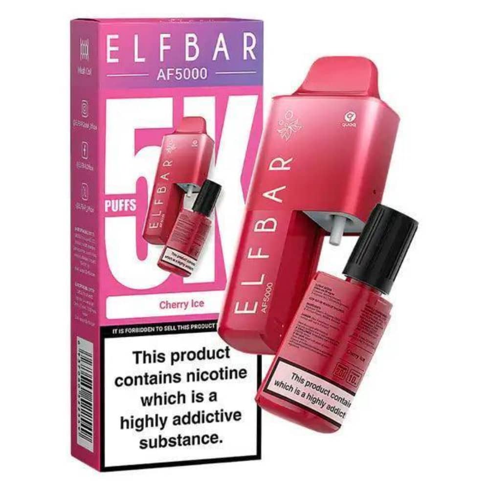 Elf Bar Af5000 Vape Kit Box of 5 Cherry Ice