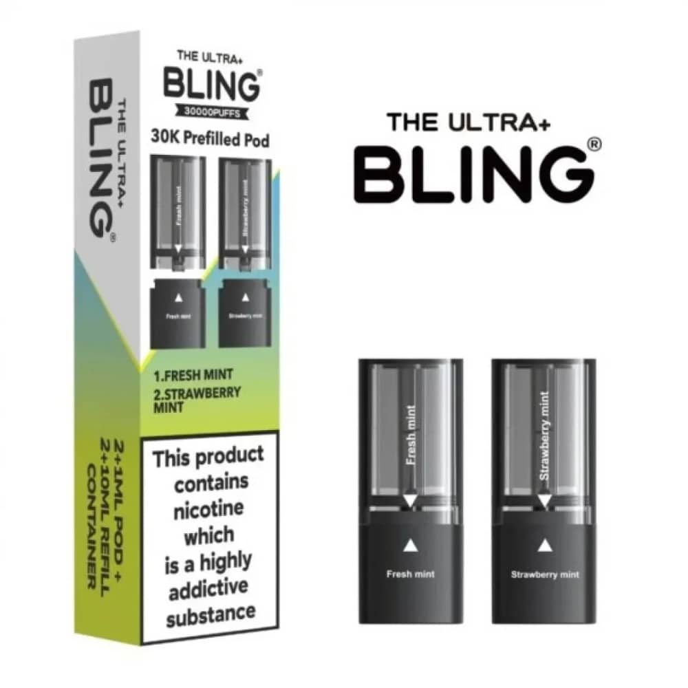The Crystal Bling Ultra Plus 30k Pods Pack of 5 Fresh Mint/Strawberry Mint