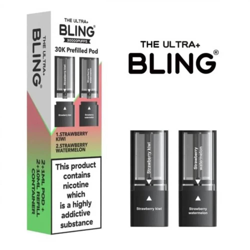 The Crystal Bling Ultra Plus 30k Pods Pack of 5 Strawberry Kiwi/Strawberry Watermelon