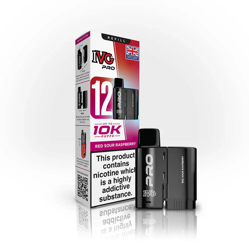 IVG Pro 10K Pods Pack of 5 | Refill Containers Red Sour Raspberry