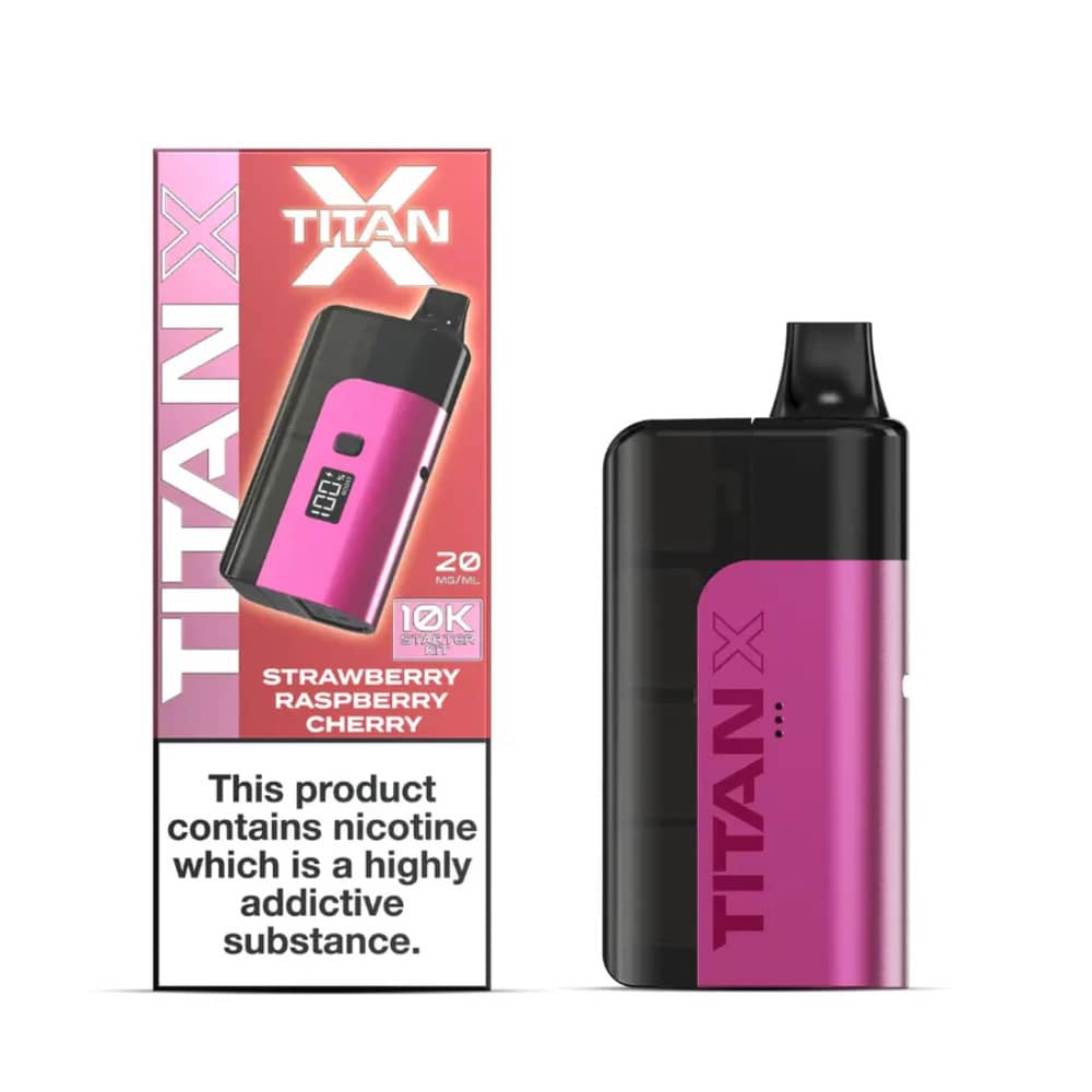 Titan X 10k Prefilled Vape Kit Box of 5 Strawberry Raspberry Cherry