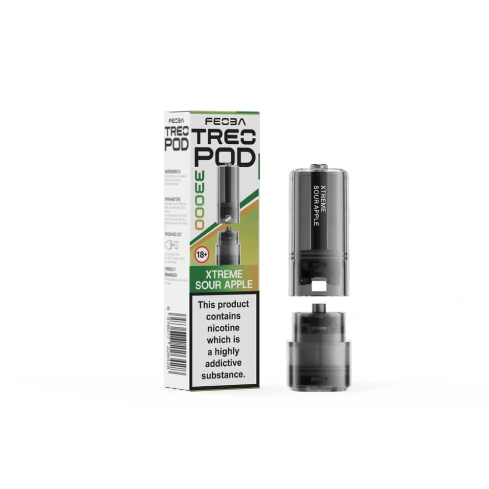 Feoba Treo 33k Pods Pack of 5 Xtreme Sour Apple