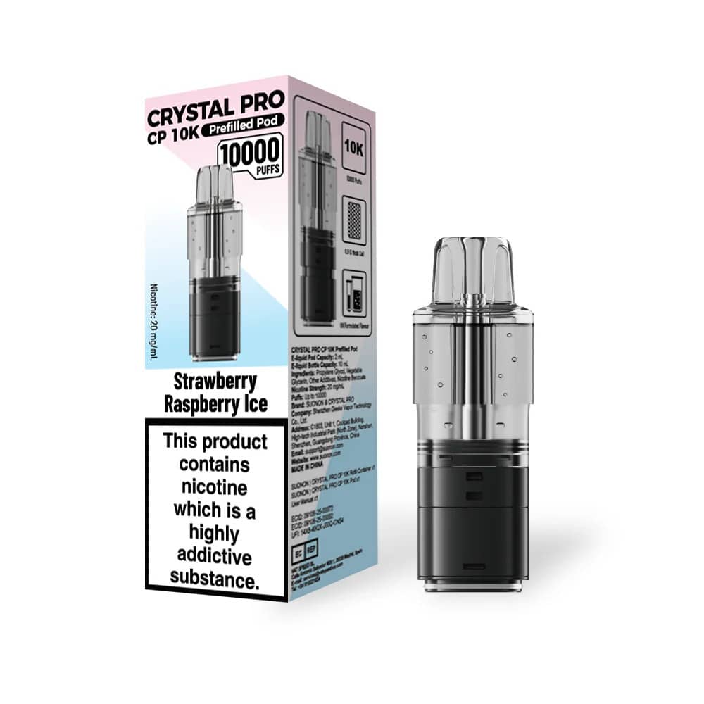 Crystal Pro CP 10k Pods Pack of 5 Strawberry Raspberry Ice
