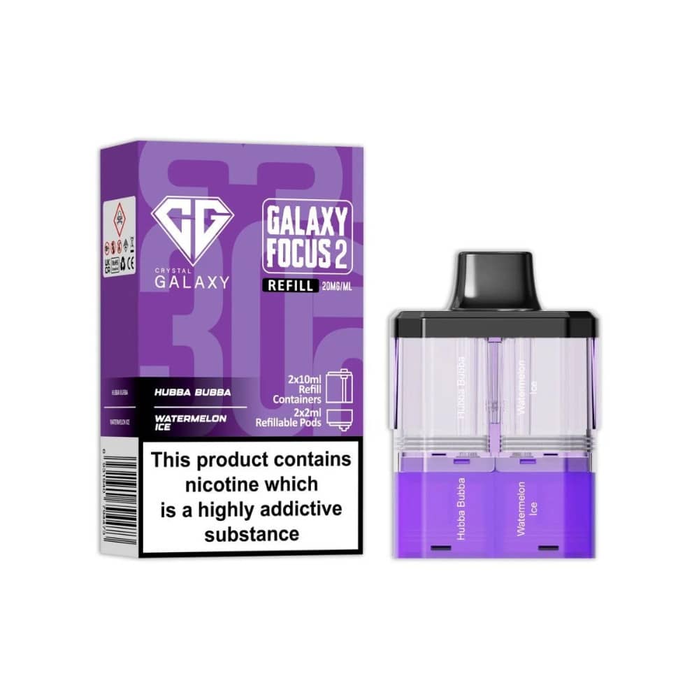 Crystal Galaxy 30k Focus 2 Pods Pack of 5 Hubba Bubba / Watermelon Ice