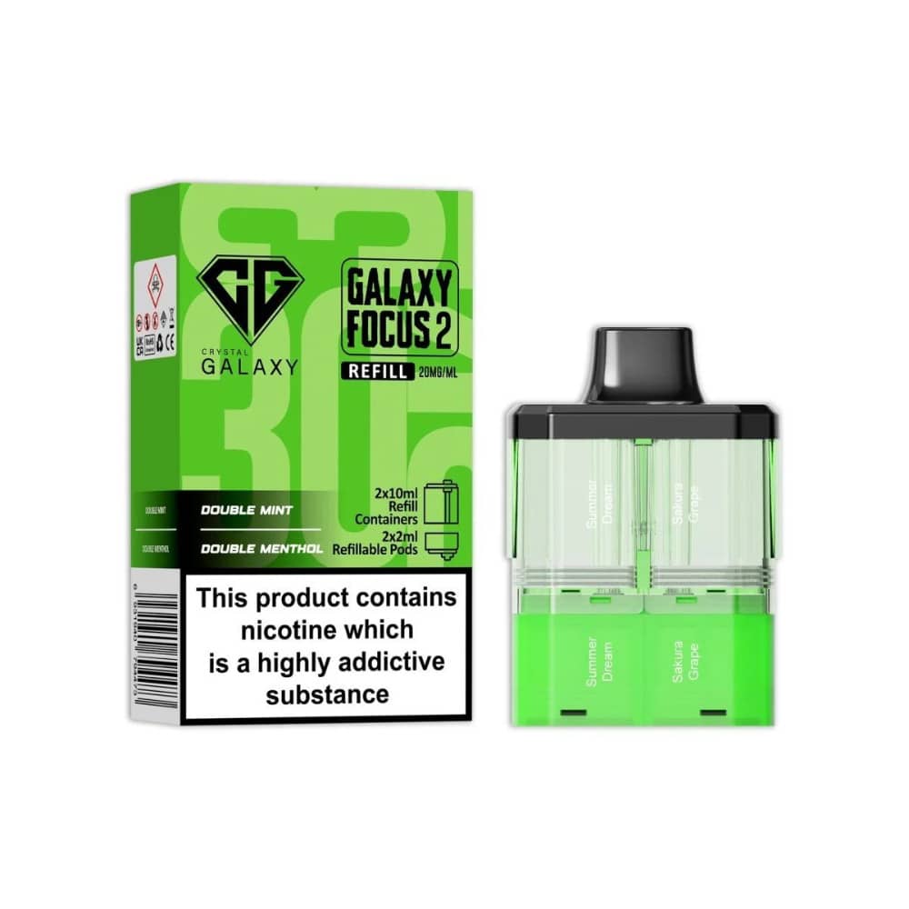 Crystal Galaxy 30k Focus 2 Pods Pack of 5 Double Mint / Double Menthol