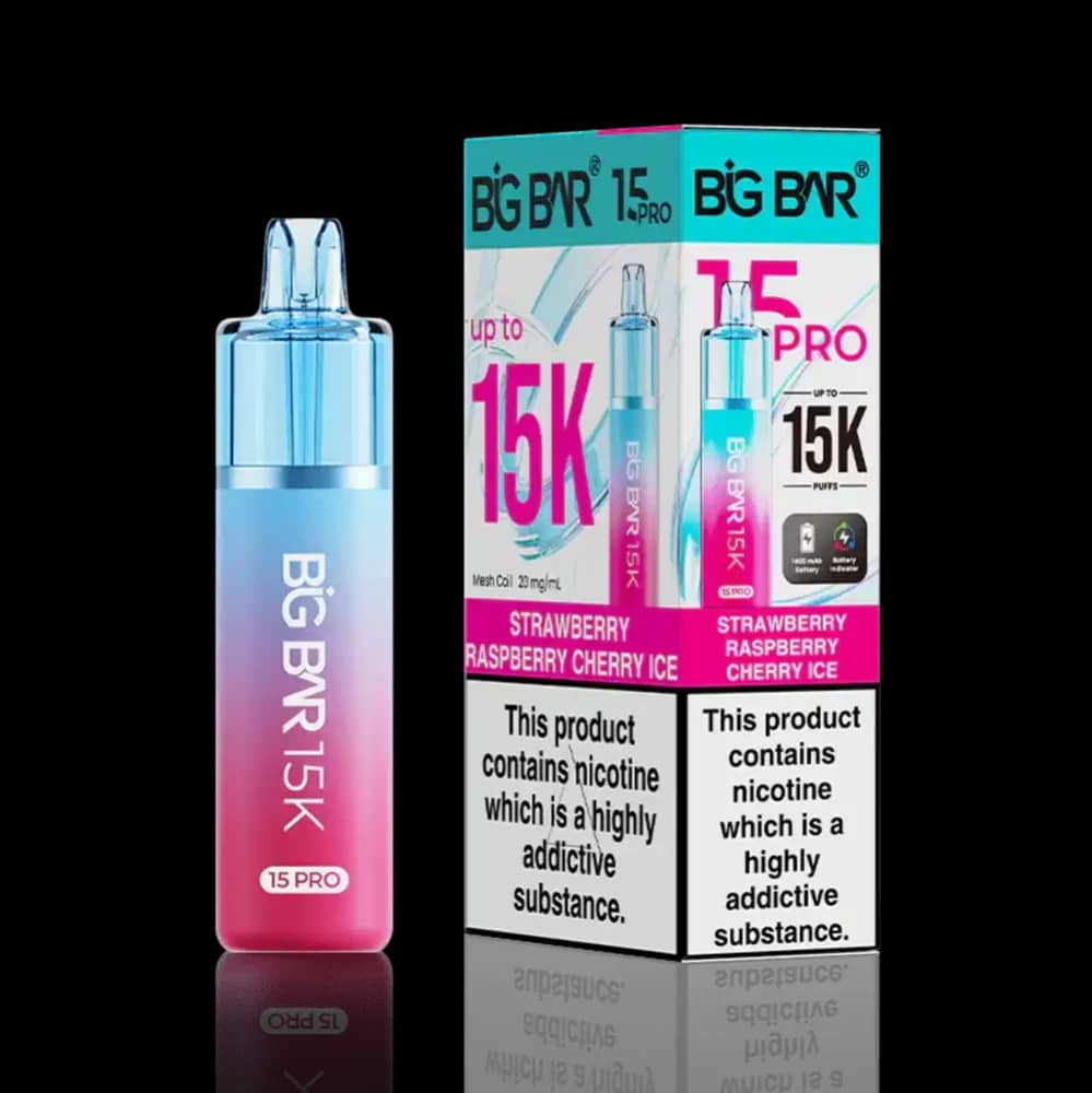 Big Bar Pro 15k Vape Kit Box of 5 Strawberry Raspberry Cherry Ice