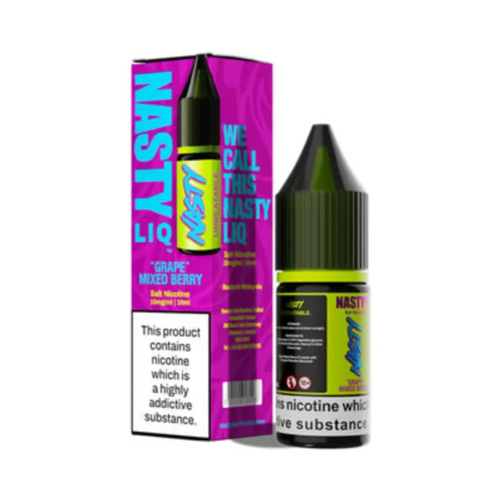 Nasty Liq Nic Salts e liquids 10ml Box of 10 Grape Mixed Berry 10mg