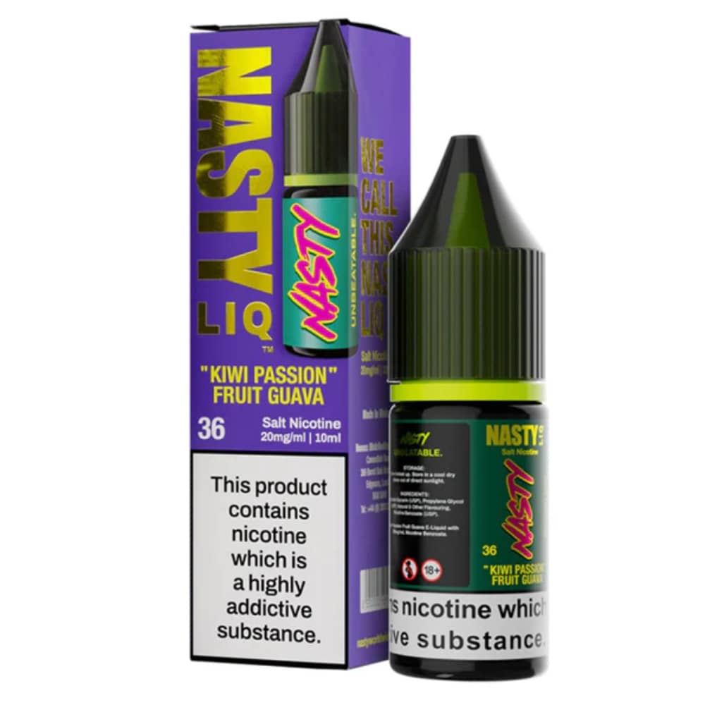 Nasty Liq Nic Salts e liquids 10ml Box of 10 Kiwi Passionfruit Guava 10mg