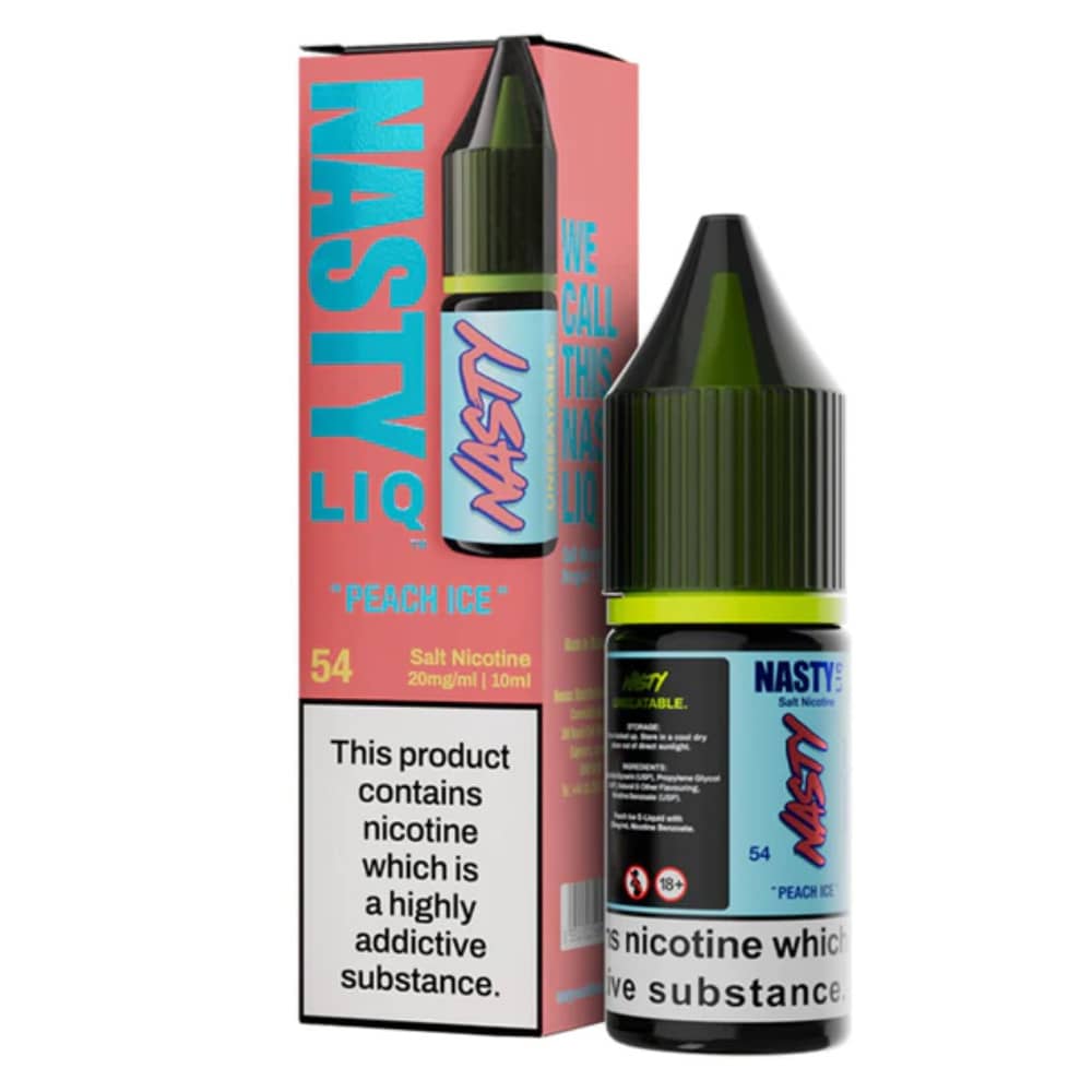 Nasty Liq Nic Salts e liquids 10ml Box of 10 Peach Ice 10mg