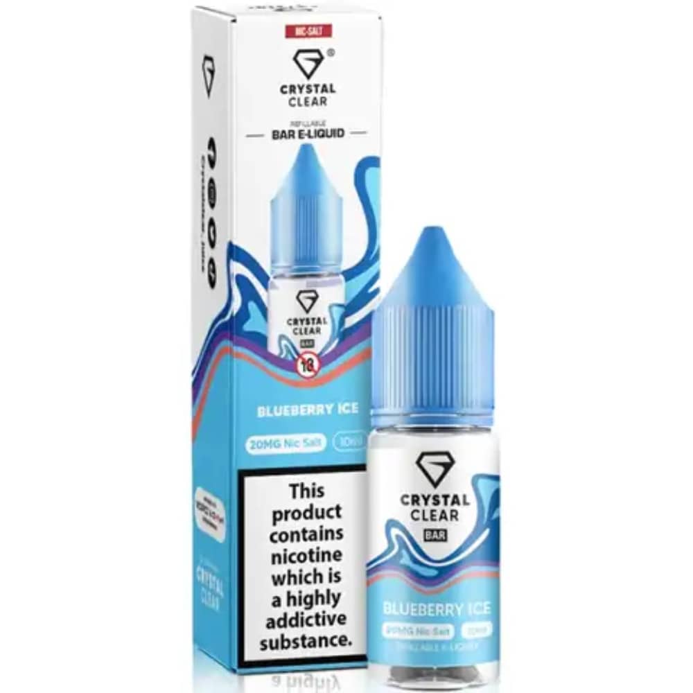 Crystal Clear Nic Salts e liquids 10ml Box of 10 Blueberry Ice 10mg