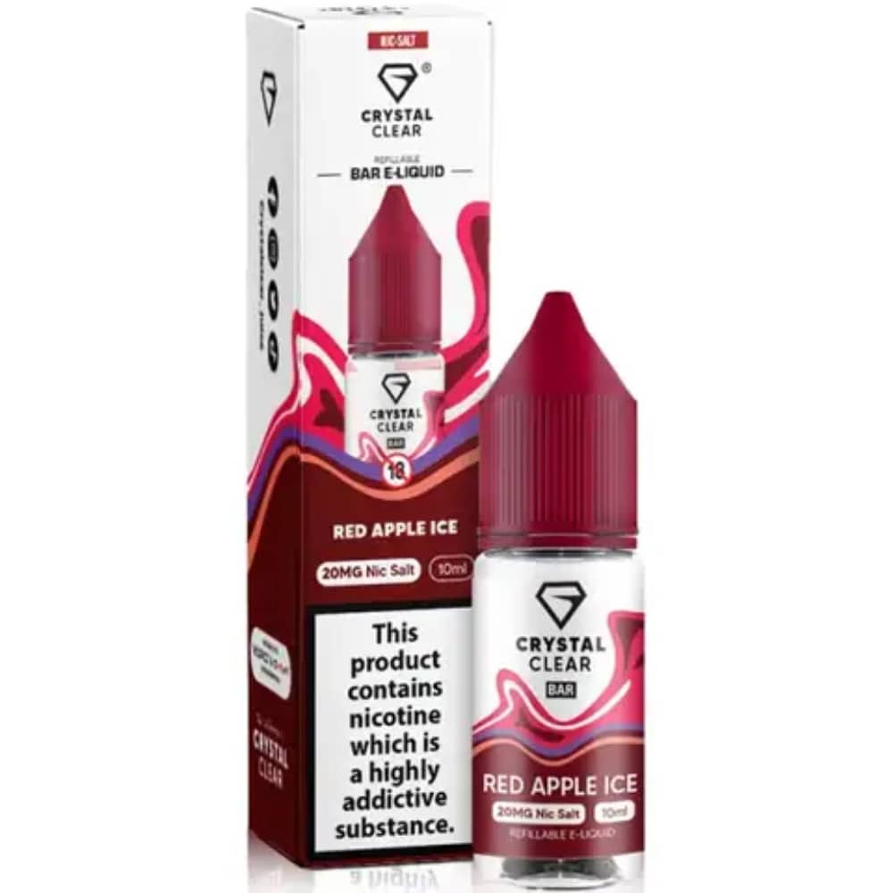 Crystal Clear Nic Salts e liquids 10ml Box of 10 Red Apple Ice 10mg