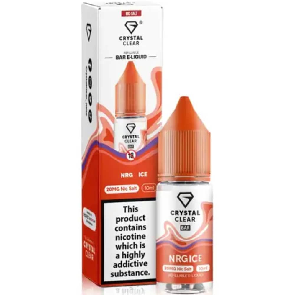 Crystal Clear Nic Salts e liquids 10ml Box of 10 Energy Ice 10mg
