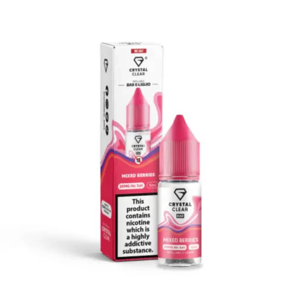 Crystal Clear Nic Salts e liquids 10ml Box of 10 Mixed Berries 10mg