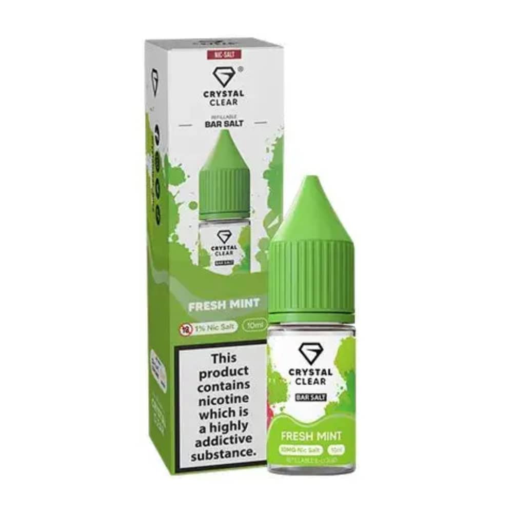 Crystal Clear Nic Salts e liquids 10ml Box of 10 Fresh Mint 10mg