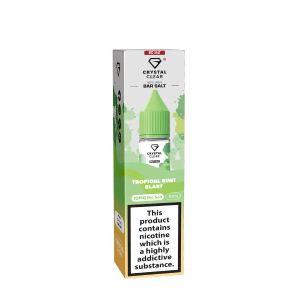 Crystal Clear Nic Salts e liquids 10ml Box of 10 Tropical Kiwi Blast 20mg