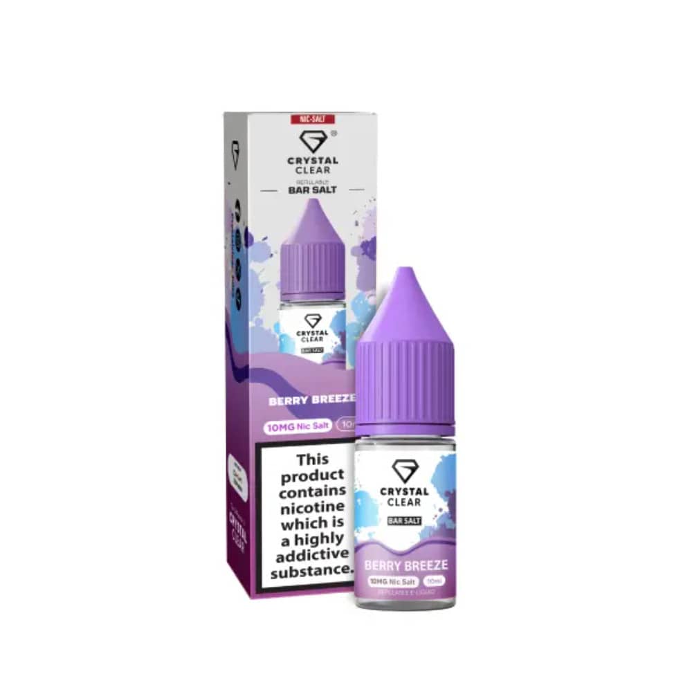 Crystal Clear Nic Salts e liquids 10ml Box of 10 Berry Breeze 20mg
