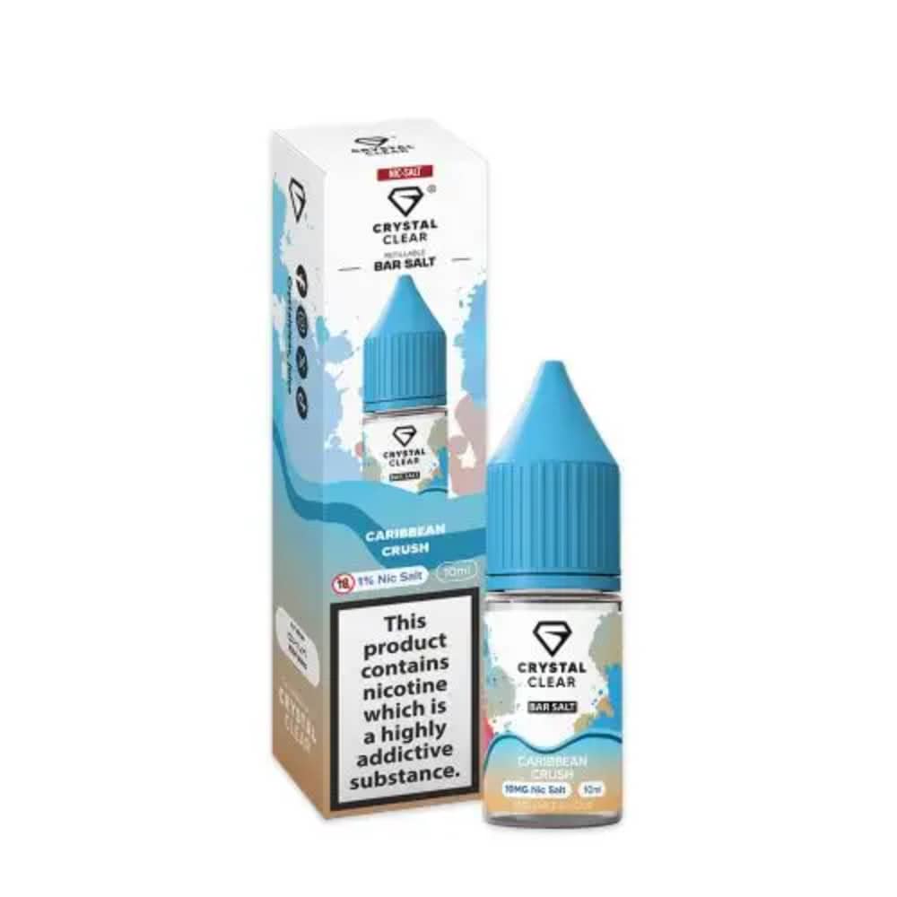 Crystal Clear Nic Salts e liquids 10ml Box of 10 Caribbean Crush 10mg