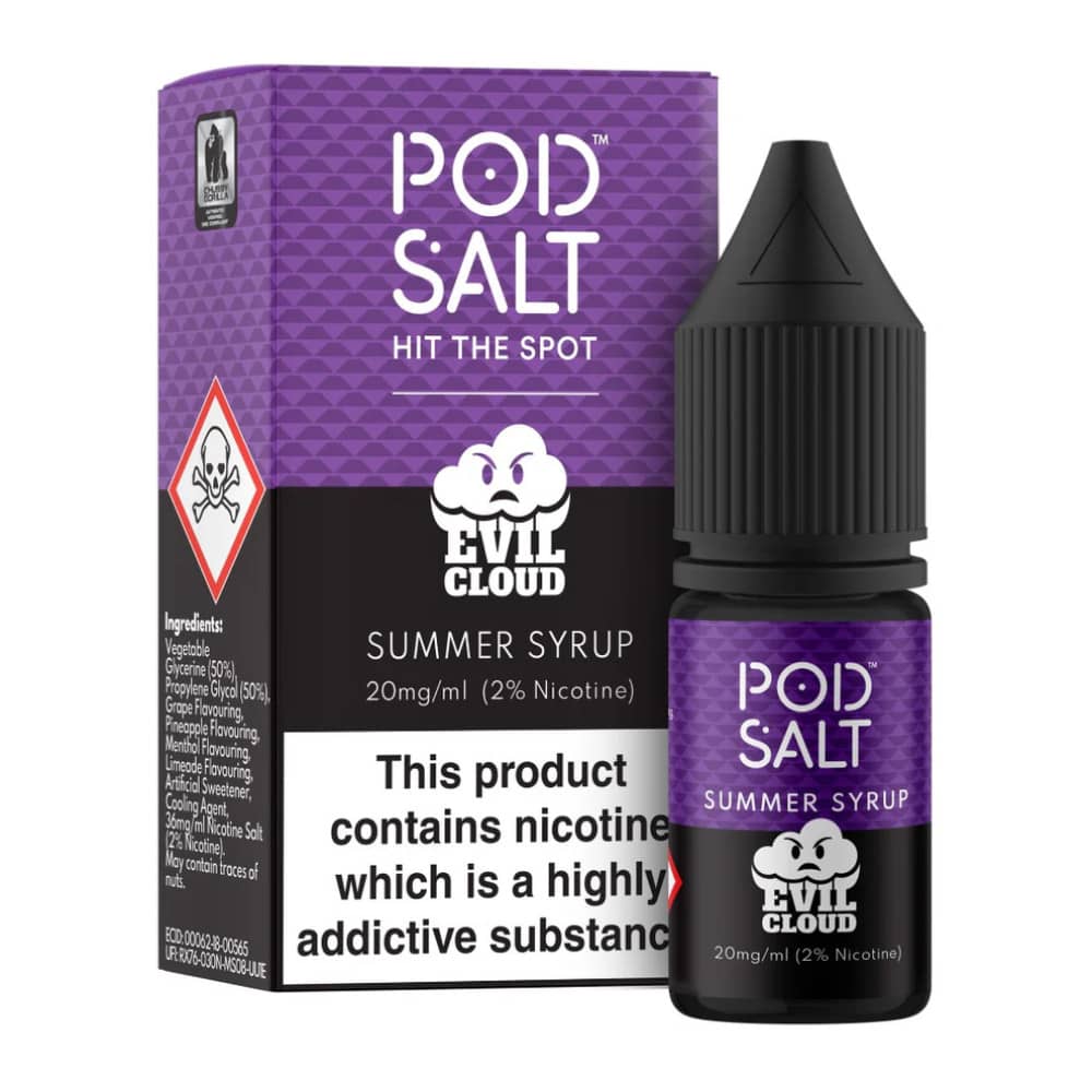 Pod Salt Fusions Nic Salts e liquids 10ml Box of 5 Evil Cloud - Summer Syrup 11mg