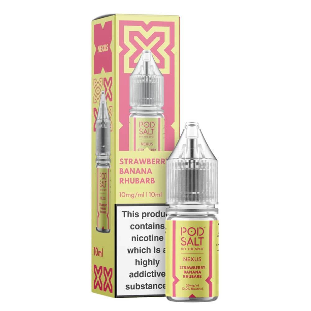 Pod Salt Nexus e liquids 10ml Box of 10 Strawberry Banana Rhubarb 10mg