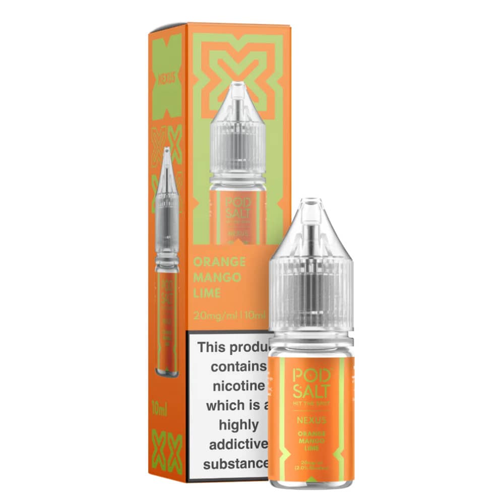 Pod Salt Nexus e liquids 10ml Box of 10 Orange Mango Lime 20mg