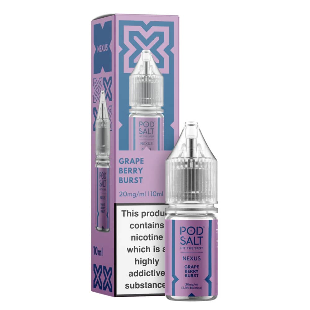 Pod Salt Nexus e liquids 10ml Box of 10 Grape Berry Burst 10mg