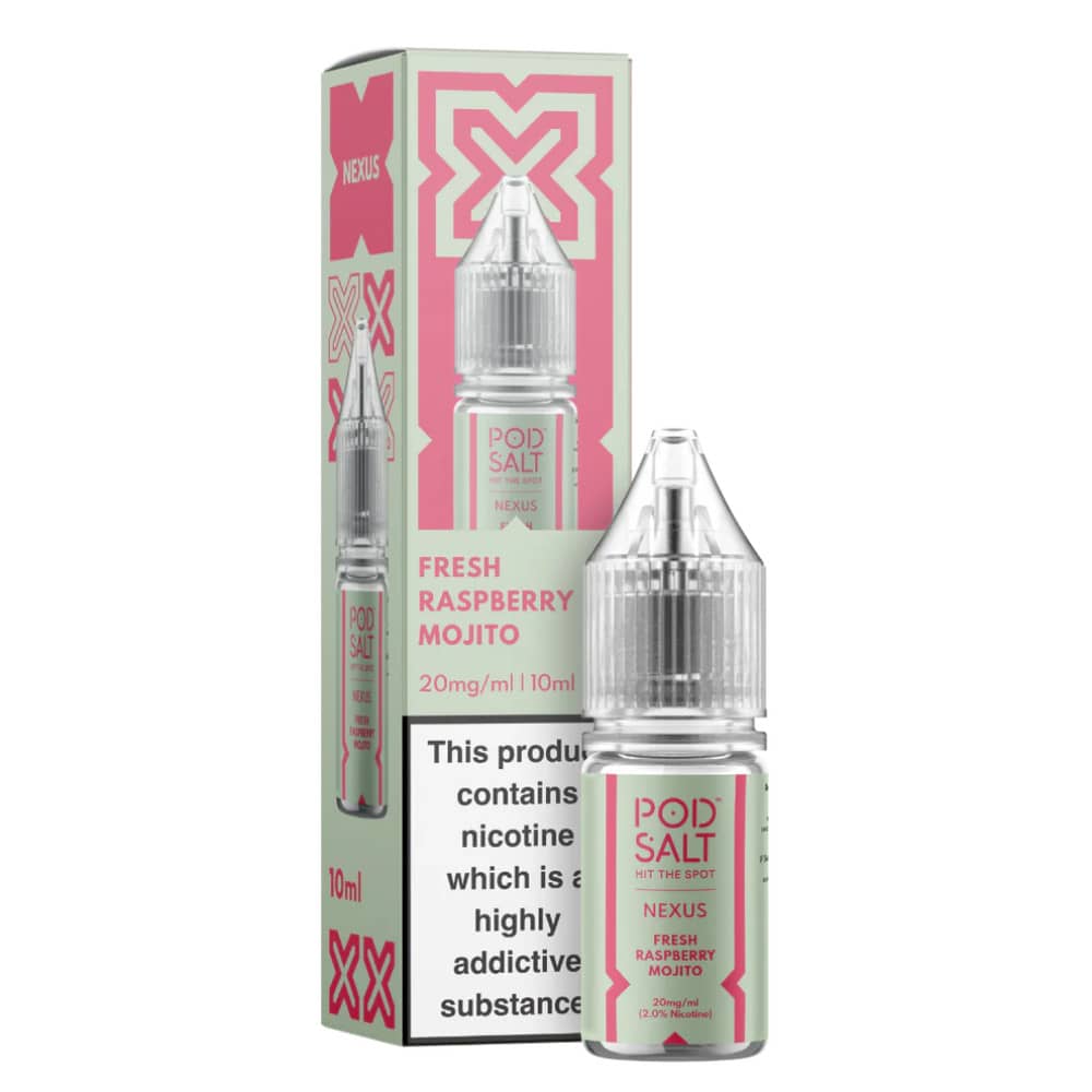 Pod Salt Nexus e liquids 10ml Box of 10 Fresh Raspberry Mojito 20mg