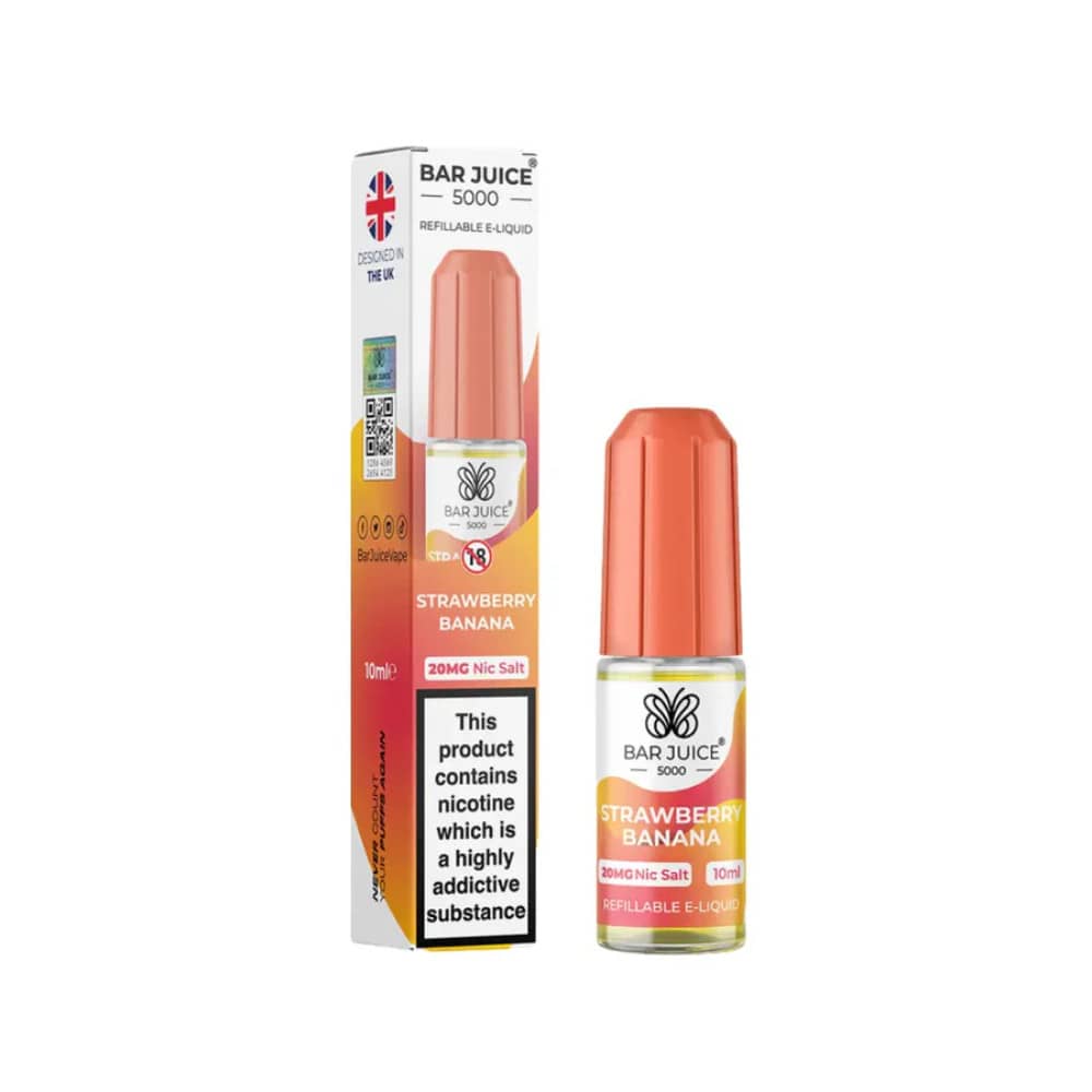 Bar Juice Nic Salts E-Liquids 10ml Box of 10 Strawberry Banana 10mg