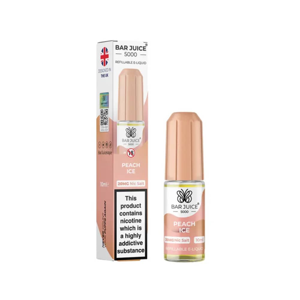 Bar Juice Nic Salts E-Liquids 10ml Box of 10 Peach Ice 20mg