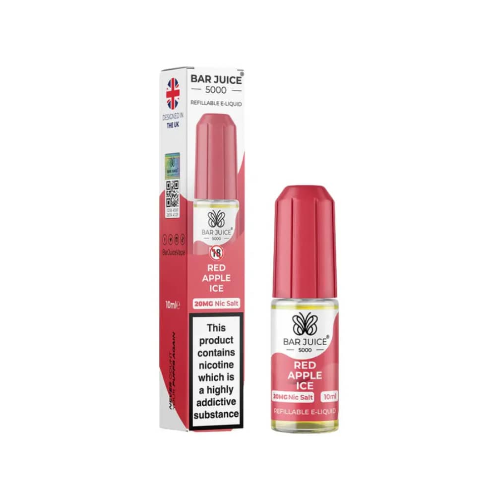 Bar Juice Nic Salts E-Liquids 10ml Box of 10 Red Apple Ice 20mg