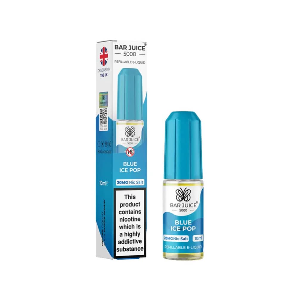 Bar Juice Nic Salts E-Liquids 10ml Box of 10 Blue Ice Pop 20mg