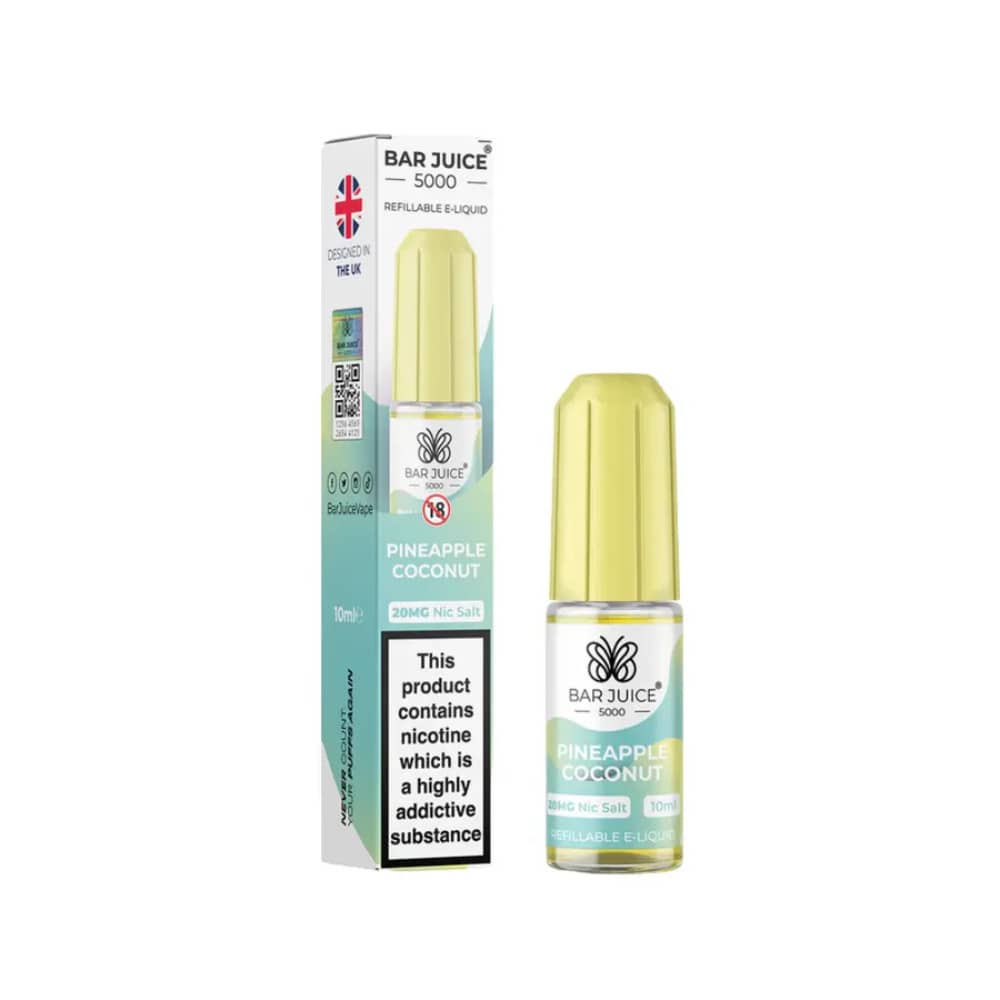 Bar Juice Nic Salts E-Liquids 10ml Box of 10 Pineapple Coconu 20mg