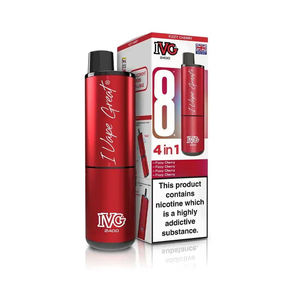 IVG 2400 Prefilled Pod Vape Kit Box of 5 Fizzy Cherry